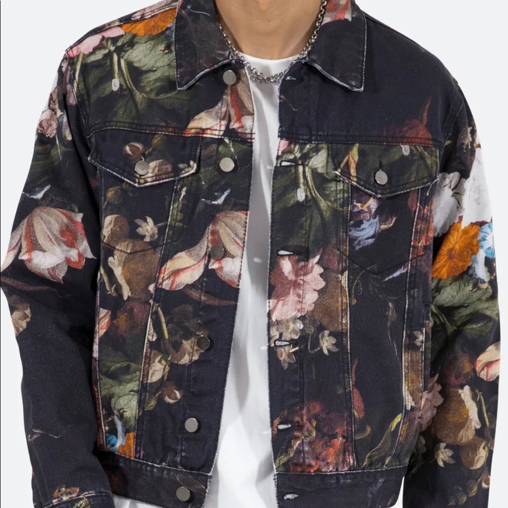 MNML Black Floral Denim Jacket